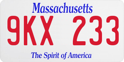 MA license plate 9KX233