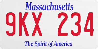 MA license plate 9KX234