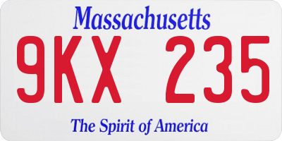 MA license plate 9KX235