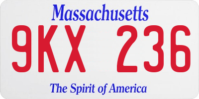 MA license plate 9KX236