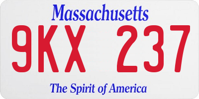 MA license plate 9KX237