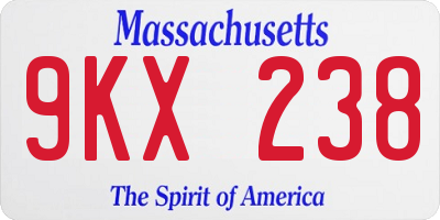 MA license plate 9KX238