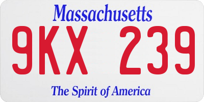 MA license plate 9KX239