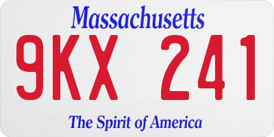 MA license plate 9KX241