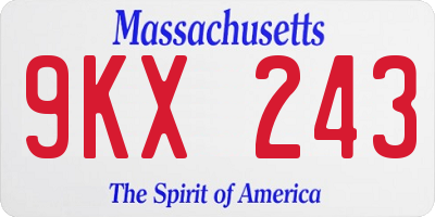 MA license plate 9KX243