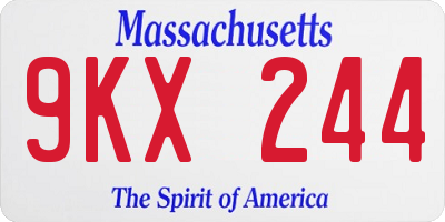 MA license plate 9KX244