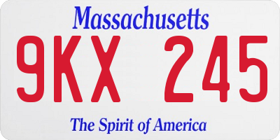 MA license plate 9KX245