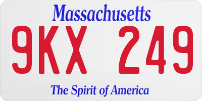 MA license plate 9KX249