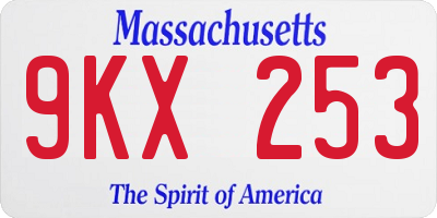 MA license plate 9KX253