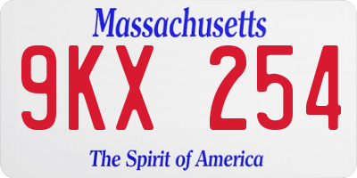 MA license plate 9KX254