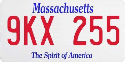 MA license plate 9KX255