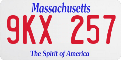 MA license plate 9KX257