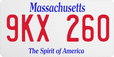 MA license plate 9KX260