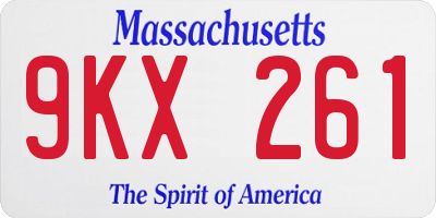 MA license plate 9KX261