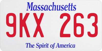 MA license plate 9KX263