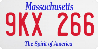 MA license plate 9KX266