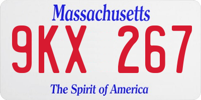 MA license plate 9KX267
