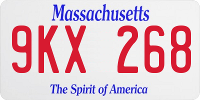 MA license plate 9KX268