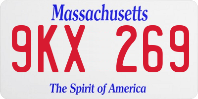 MA license plate 9KX269
