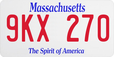 MA license plate 9KX270