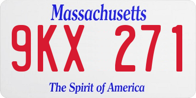 MA license plate 9KX271