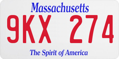 MA license plate 9KX274