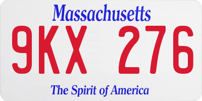 MA license plate 9KX276