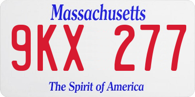 MA license plate 9KX277