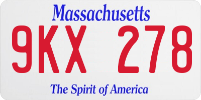 MA license plate 9KX278