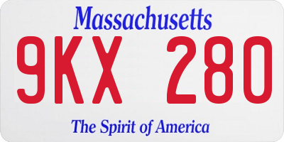 MA license plate 9KX280