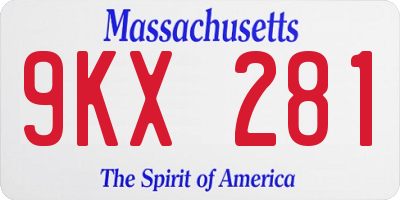 MA license plate 9KX281