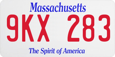 MA license plate 9KX283