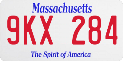 MA license plate 9KX284