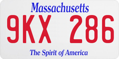 MA license plate 9KX286