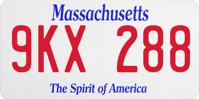 MA license plate 9KX288