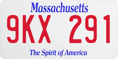 MA license plate 9KX291