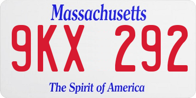 MA license plate 9KX292