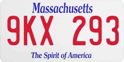 MA license plate 9KX293