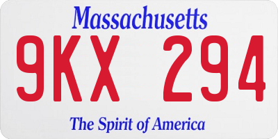 MA license plate 9KX294