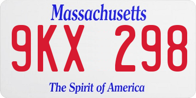 MA license plate 9KX298