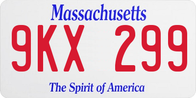 MA license plate 9KX299