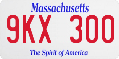 MA license plate 9KX300
