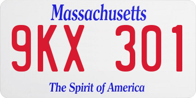 MA license plate 9KX301