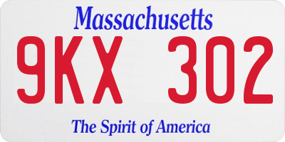 MA license plate 9KX302