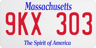 MA license plate 9KX303