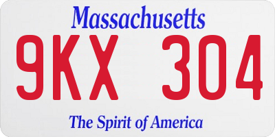 MA license plate 9KX304