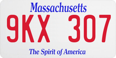 MA license plate 9KX307