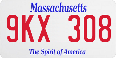 MA license plate 9KX308