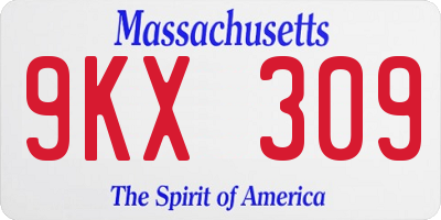 MA license plate 9KX309