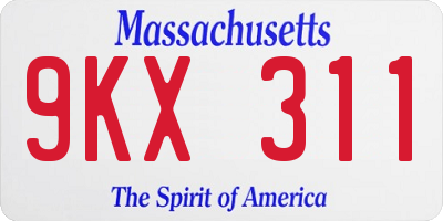 MA license plate 9KX311